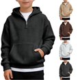 thumbnail image 1 of SUXIAN Hoodie For Toddler Half Zip Long Sleeve Pullover Pocket Athletic Casual Wear For Kids Boys Hoodies Black 9-10 Years, 1 of 4