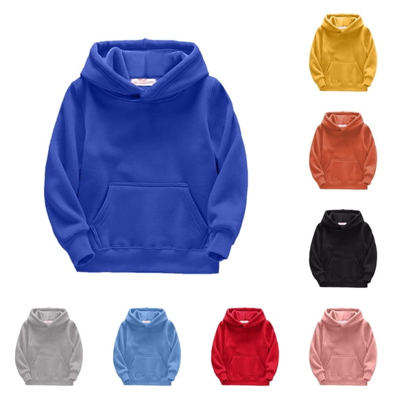 SUXIAN Hoodie For Toddler Winter Thickened Lined Solid Long Sleeve Patchwork Hooded Warm Pullover Boys Hoodies Blue_008 3-4 Years
