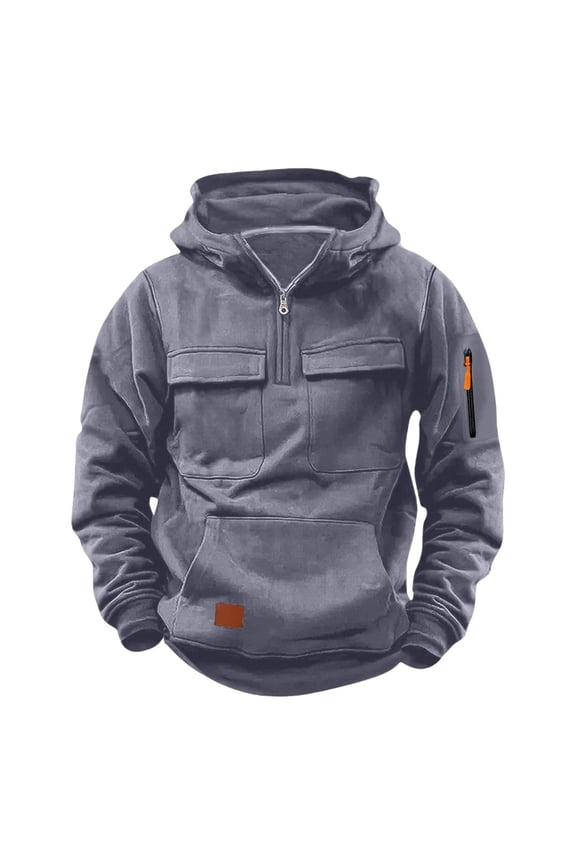 Hoodies for Boys Quarter Zip Pullover Long Sleeve for Outdoor Athletic Sports Grey 15-16 Years
