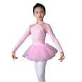 thumbnail image 1 of SUXIAN Kid Girls Ballet Dance Dress Lace Long Sleeve Leotards Removable Tutu Skirt Ballerina Outfit Dancewear Performance Outfit Sets Pink 160, 1 of 2