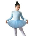 thumbnail image 1 of SUXIAN Kid Girls Ballet Dance Dress Lace Long Sleeve Leotards Removable Tutu Skirt Ballerina Outfit Dancewear Performance Outfit Sets Sky Blue 130, 1 of 2