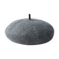 thumbnail image 1 of SUXIAN Kids Autumn and Winter Vintage Solid Color Warm Beret Pumpkin Hat Plush Woolen Beret for Fashion Girls Winter Hats Dark Gray 5-8 Years, 1 of 3
