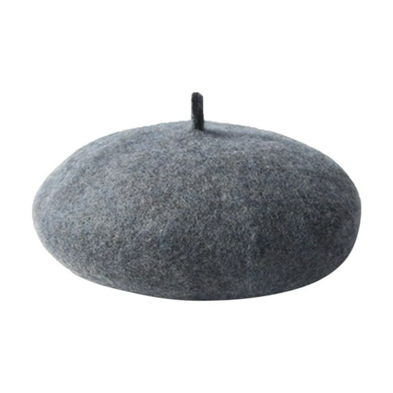 SUXIAN Kids Autumn and Winter Vintage Solid Color Warm Beret Pumpkin Hat Plush Woolen Beret for Fashion Girls Winter Hats Dark Gray 5-8 Years
