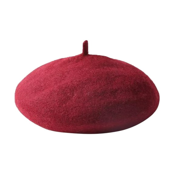 SUXIAN Kids Autumn and Winter Vintage Solid Color Warm Beret Pumpkin Hat Plush Woolen Beret for Fashion Girls Winter Hats 9-12 Years