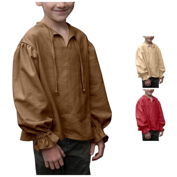 SUXIAN Kids Blouses Ruffled Long Sleeve Top Soft Comfortable Going Out Blouses For Kids Brown 5-6 Years