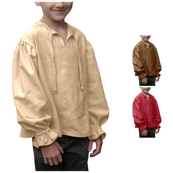 SUXIAN Kids Blouses Ruffled Long Sleeve Top Soft Comfortable Going Out Blouses For Kids Khaki 5-6 Years