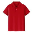 thumbnail image 1 of SUXIAN Kids Button up Shirts for Boys Girls Short Sleeve Shirt Button Closure Comfortable Soft Fabric Boys Button-down Shirts Red 5-6 Years, 1 of 7
