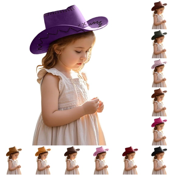 SUXIAN Kids Cowboy Hat Casual Solid Stitching Western Wide Brim Travel Toddler for Hats Sun Cap Outdoor Stage