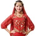 thumbnail image 1 of SUXIAN Kids Girls Belly Dance Outfits Sequins Long Sleeve Dance Top for Carnival Tops for Fashion Red 3-12 Years, 1 of 9