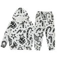 thumbnail image 1 of SUXIAN Kids Girls DIY Graf Fiti Long Sleeve Hooded Sweatshirt Long Pants Set Casual Comfortable Outfit for Kids WH3 150, 1 of 4
