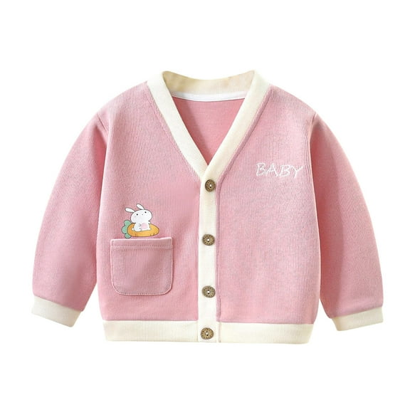 SUXIAN Kids Jacket Children's Knitwear Spring Autumn Coats Boys Sweaters Girls Knitted Cardigan Pink 3-6 Months