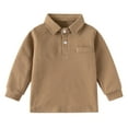 thumbnail image 1 of SUXIAN Kids Polo Boys Girls Long Sleeve Casual Solid Gentleman Tops Holiday Shirts T Shirt Solid Color Collared Kids Polo Shirt Coffee 2-3 Years, 1 of 4