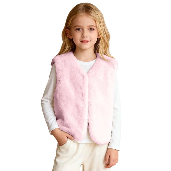 SUXIAN Kids Reversible Vest with Trim Winter Warm Padded Sleeveless Jacket for Boys and Girls Toddler Jacket Pink 4-5 Years