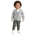 thumbnail image 1 of SUXIAN Kids Sweater Classic Button Front Cardigan Knit Comfortable Coat for Girls and Boys Everyday Wear Grey 8-9Years, 1 of 9
