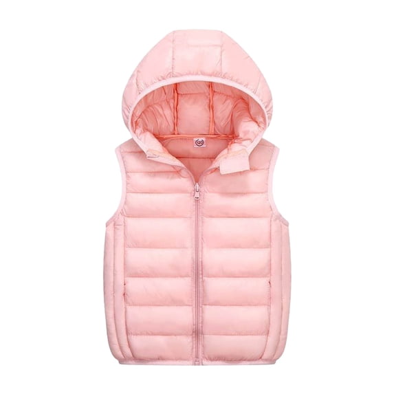 SUXIAN Kids Winter Coat Boys Girls Vest Hooded Sleeveless Warm Quilted Outerwear for Children Pink 3-4 Years