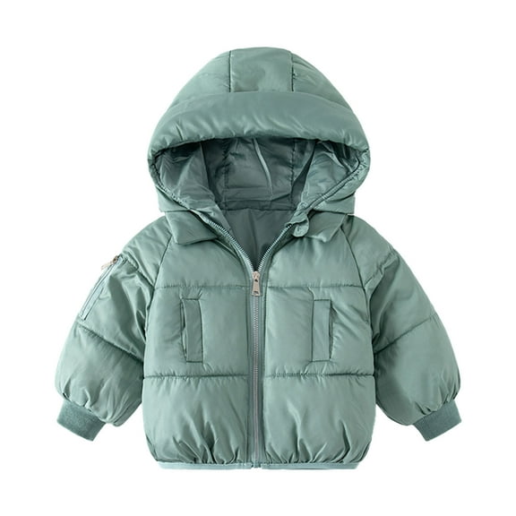 SUXIAN Kids Winter Coat Child Toddler Baby Boys Girls Solid Long Sleeve Patchwork Hooded Outer Green 18-24 Months
