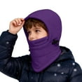 thumbnail image 1 of SUXIAN Kids Winter Face Windproof Cold Weather Lined Thermal Hood for Outdoor Sports Cycling Skiing Motorcycle Riding Full Head Cover Winter Hats for Boys Purple 8-12 Years, 1 of 5