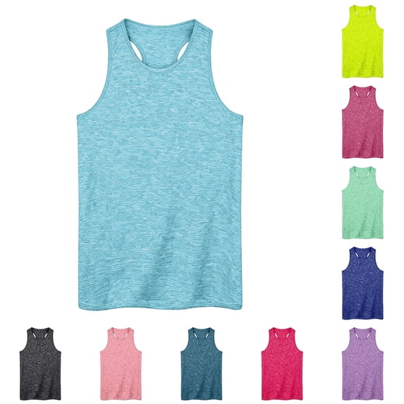 SUXIAN Kids Workout Tops Boys Racerback Sleeveless Tank Top Casual Undershirt Sportswear Daily Wear Going Out Tops For Kids Sky Blue 5-6 Years