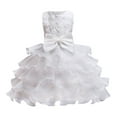 thumbnail image 1 of SUXIAN Little Girl Dresses Toddler Dress Long Elegant Sleeveless Mesh Rose Birthday Flower Wedding Girl Dresses White 18-24 Months, 1 of 3