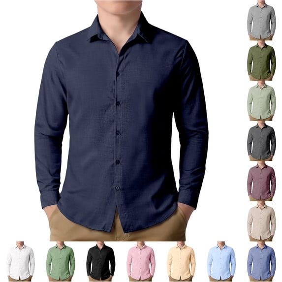 SUXIAN Long Sleeve Blouses For Boys Textured Bamboo Casual Button Down Collar Breathable Top Going Out Blouses Navy 9-10 Years
