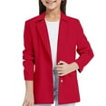 thumbnail image 1 of SUXIAN Girls Long Sleeve Notched Lapel Jacket with Inner Pocket Casual Kids Suit Tops for Fashion Spring Wear Red 11-12 Years, 1 of 9