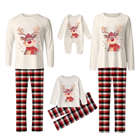 SUXIAN Matching Family Christmas Pajamas Family Home Furnishings Long Sleeve Baby Edition Pajamas Kids