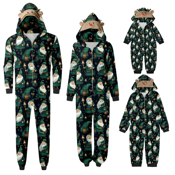 SUXIAN Matching Family Christmas Pajamas Fashion Daddy Sleepwear Big Headed Deer Print Plaid Long Sleeve Jumpsuit Soft Holiday Romper Cotton Pajamas