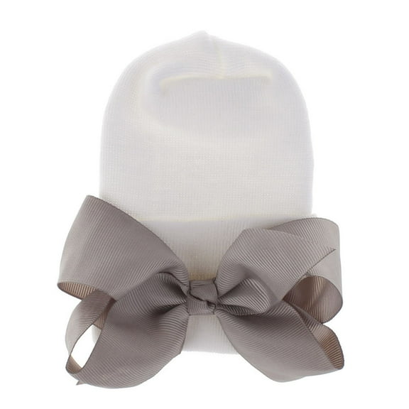 SUXIAN Newborn Baby Bow Knot Turban Hat Infant Toddler Hat Head Wrap Cap for Girls Newborn Hats Girl Dark Gray 0-3 Months