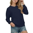 thumbnail image 1 of SUXIAN Oversized Hoodie Girls Long Sleeve with Pocket Drop Shoulder for Teen Cute Loose Fit Comfortable Dark Blue 7-8 Years, 1 of 5