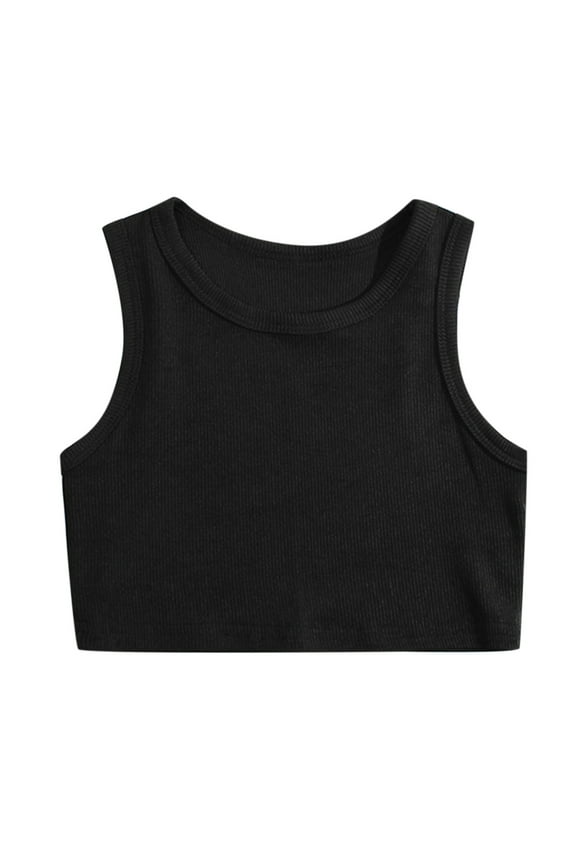 Racerback Crop Dance Tank for Girls girl tops Sleeveless Sports Ballet Wear Black 3-4 Years