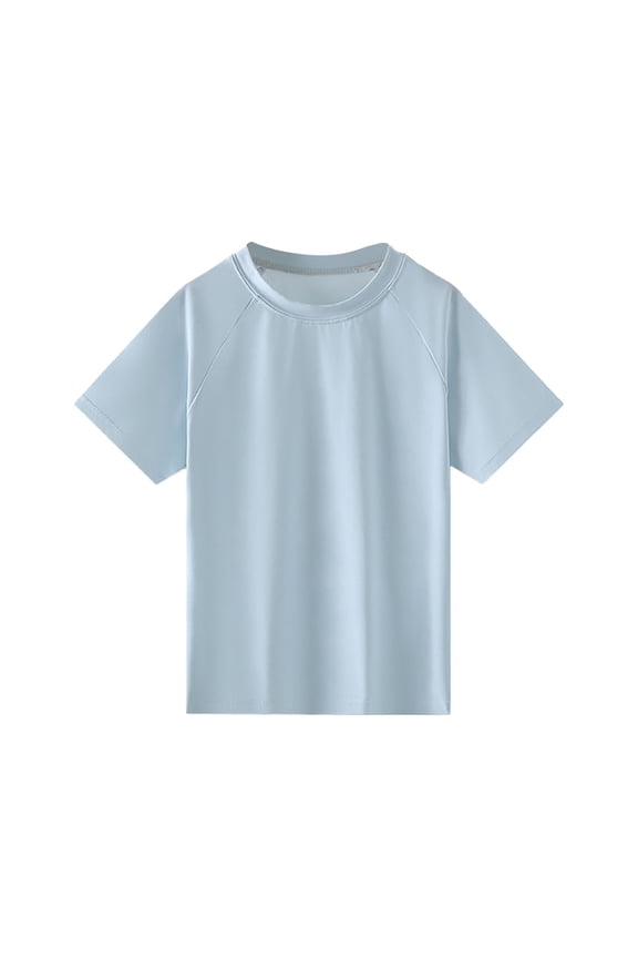 Rash Guard Short Sleeve Swim Shirt for Boys boy tops UPF 50+ Quick Drying Beach Tee Light Blue 2-3 Years