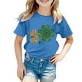 thumbnail image 1 of SUXIAN Shirts for Teen Kids Girls Child Short Sleeve St Patricks Day Prints T Shirt Girls Fans Present Tops Blue 12-13 Years, 1 of 4