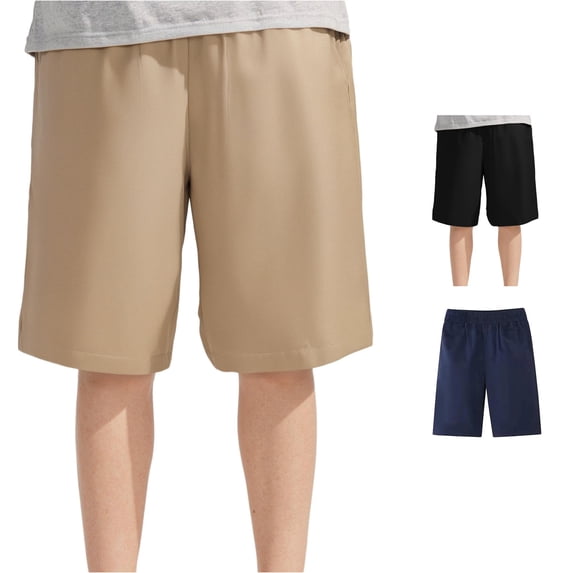 SUXIAN Shorts for Boys Summer Thin Elastic Waist Pull on Jogger Pocket Casual Pants Boys Shorts Lightweight Loungewear Comfort Fit Khaki 13-14 Years