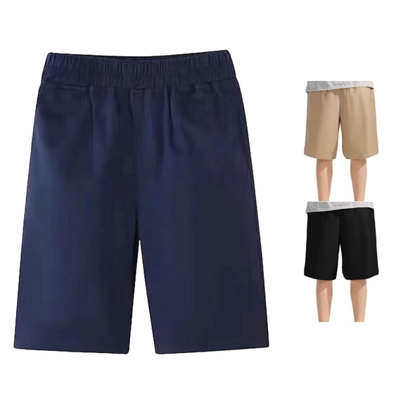SUXIAN Shorts for Boys Summer Thin Elastic Waist Pull on Jogger Pocket Casual Pants Boys Shorts Lightweight Loungewear Comfort Fit Navy 9-10 Years