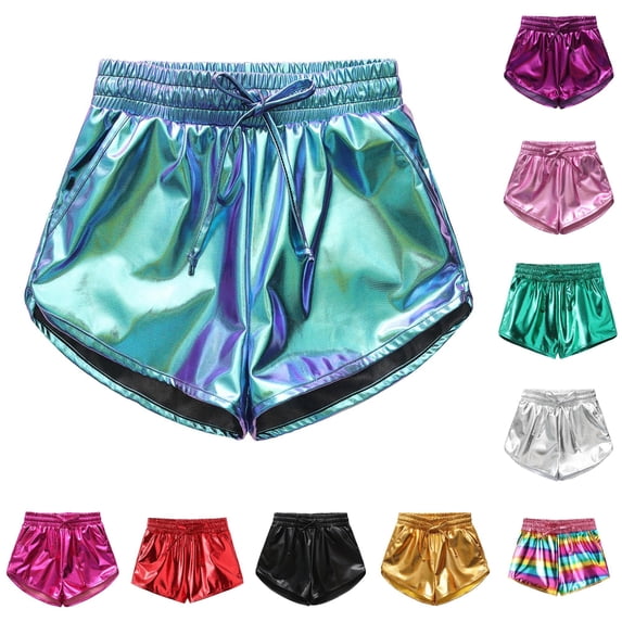 SUXIAN Shorts for Kids Summer Dance Practice Leather Three Quarter Pants Modern Comfortable Unisex Kids Shorts Sky Blue 130