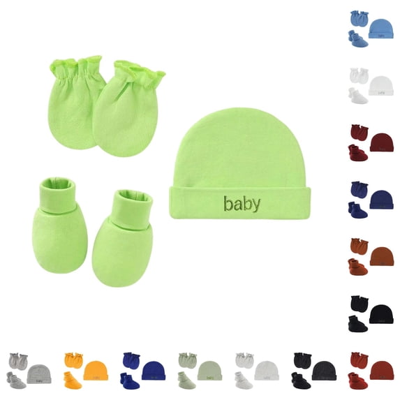 SUXIAN Soft Baby Hat with Scratch Mittens and Booties Delicate Skin Gentle Stretch Fit Winter Hats for Kids