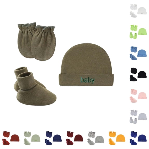 SUXIAN Soft Baby Hat with Scratch Mittens and Booties Delicate Skin Gentle Stretch Fit Winter Hats for Kids