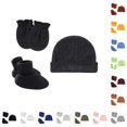 thumbnail image 1 of SUXIAN Soft Baby Hat with Scratch Mittens and Booties Delicate Skin Gentle Stretch Fit Winter Hats for Kids, 1 of 4