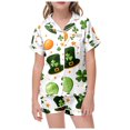 thumbnail image 1 of SUXIAN St Patricks Day Two Piece Pajama Set with Pajama Print Short Sleeved Shorts for Children Toddler Pajamas Dark Green 12-13 Years, 1 of 4