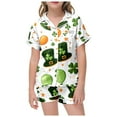 thumbnail image 1 of SUXIAN St Patricks Day Two Piece Pajama Set with Pajama Print Short Sleeved Shorts for Children Toddler Pajamas Dark Green 12-13 Years, 1 of 4