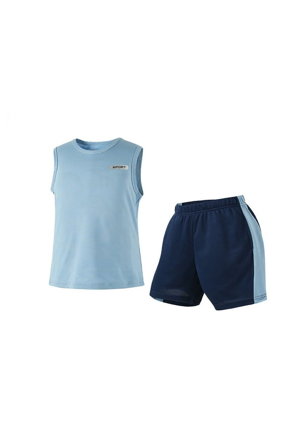 Summer Kid Boys Girls Children Soft Short Sleeve T Shirt Top Blouse Shorts Casual Two Piece Outfit Sets Navy 4Y