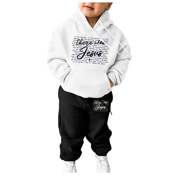 SUXIAN Sweatshirt Girls Kids Boys Kids Hooded Tracksuit Unisex Two Piece Outfits Hoodie Sweatshirt Sweatpants Set Comfortable Outfits White 110