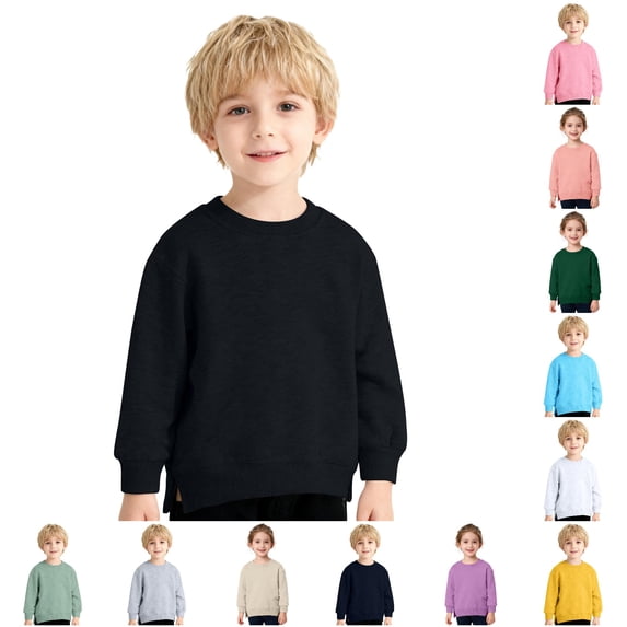 SUXIAN Sweatshirt Toddler Soft Casual Crew Neck Long Sleeve Pullover Top For Boys And Girls Daily Play Boys Sweatshirts Black 4-5 Years