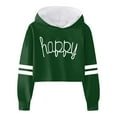 thumbnail image 1 of SUXIAN Sweatshirts for Girls Letter Print Short Hoodie for Teen Casual Crop Top Green 8-9 Years, 1 of 3