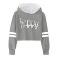 thumbnail image 1 of SUXIAN Sweatshirts for Girls Letter Print Short Hoodie for Teen Casual Crop Top Grey 8-9 Years, 1 of 3
