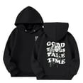 thumbnail image 1 of SUXIAN Sweatshirts for Teen Girls Letter Print Hooded with Pocket for Casual Sports Wear Black 5-6 Years, 1 of 7
