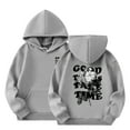 thumbnail image 1 of SUXIAN Sweatshirts for Girls Letter Print Hooded with Pocket for Casual Sports Wear Grey 11-12Years, 1 of 7