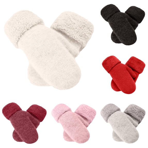 SUXIAN Thermal Gloves Warm Lined Knit Elastic Soft Cozy Winter Winter Gloves White One Size