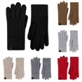 thumbnail image 1 of SUXIAN Thermal Gloves Winter Knit Pattern Touchscreen Mittens Cold Weather Cycling Everyday Use Warm Winter Gloves Women Black One Size, 1 of 3