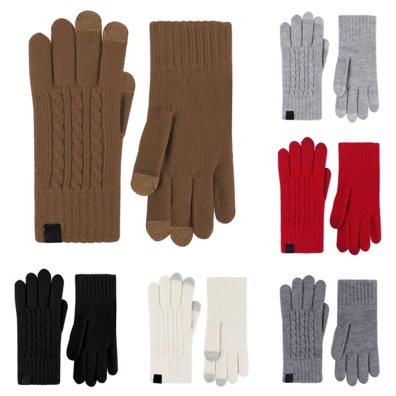 SUXIAN Thermal Gloves Winter Knit Pattern Touchscreen Mittens Cold Weather Cycling Everyday Use Warm Winter Gloves Women Brown One Size